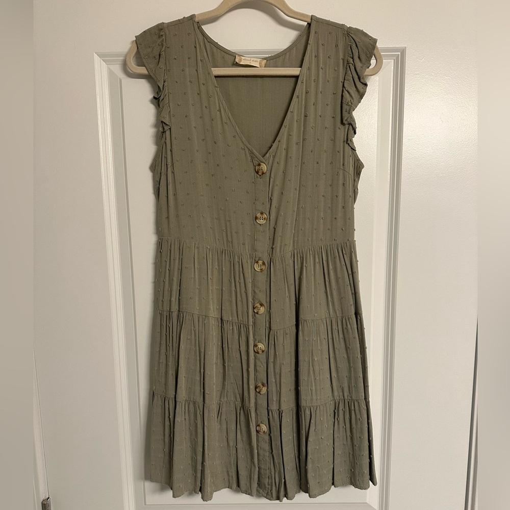 Olive Green Button-Down Dress